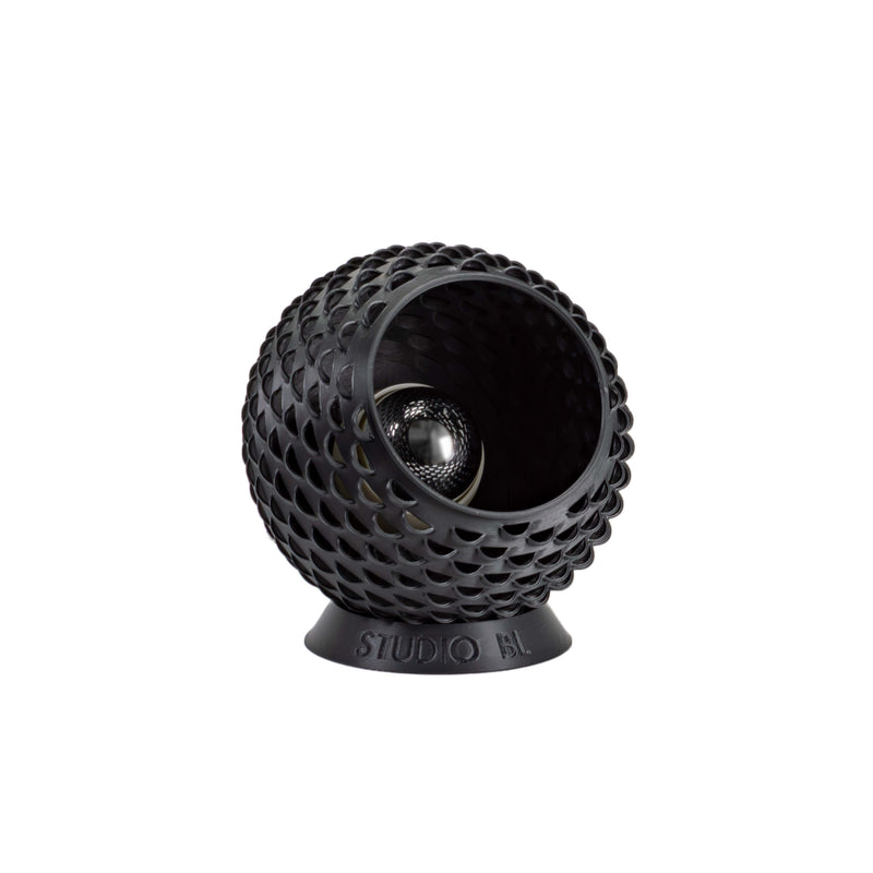 Baguio tafellamp in zwart, 14 cm, schuin vooraanzicht, uit
