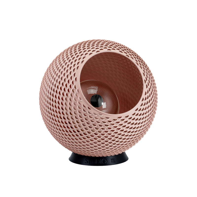 Baguio tafellamp in oud roze, 28 cm, schuin vooraanzicht, uit