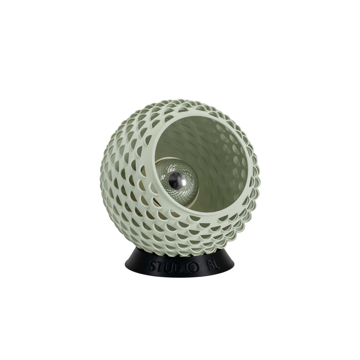 Baguio tafellamp in salie groen, 14 cm, schuin vooraanzicht, uit