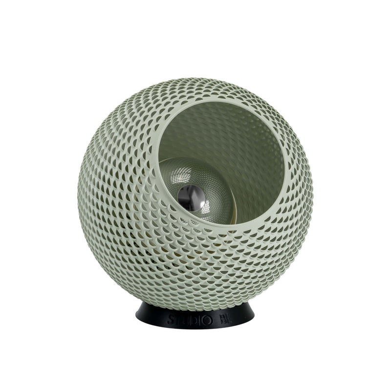 Baguio tafellamp in salie groen, 28 cm, schuin vooraanzicht, uit