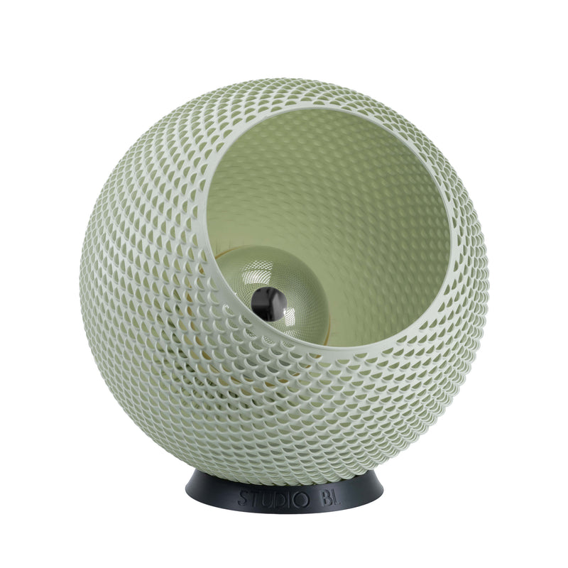 Baguio tafellamp in salie groen, 35 cm, schuin vooraanzicht, uit