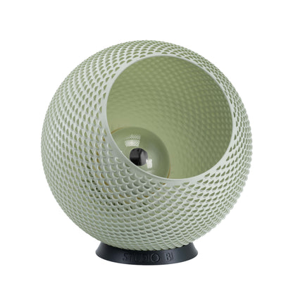 Baguio tafellamp in salie groen, 35 cm, schuin vooraanzicht, uit